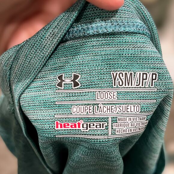 Under Armour Kids Short Sleeve Logo T-Shirt Youth Small/Medium Teal Heather - Picture 4 of 4